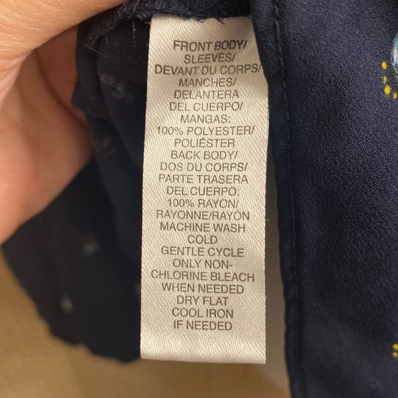 LOFT Navy Floral Split Neck Blouse - Picture 9 of 11